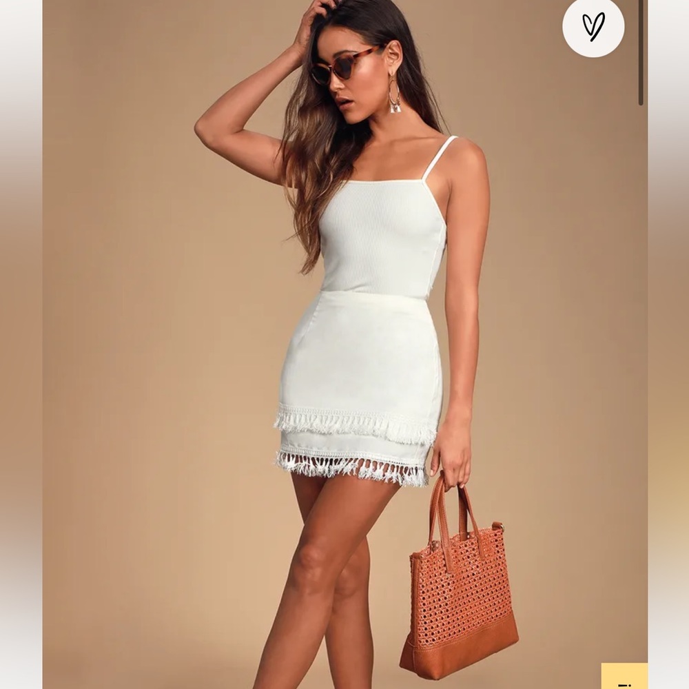 NWT Lulus Sekera Ivory Tassel Mini Skirt Size Small
